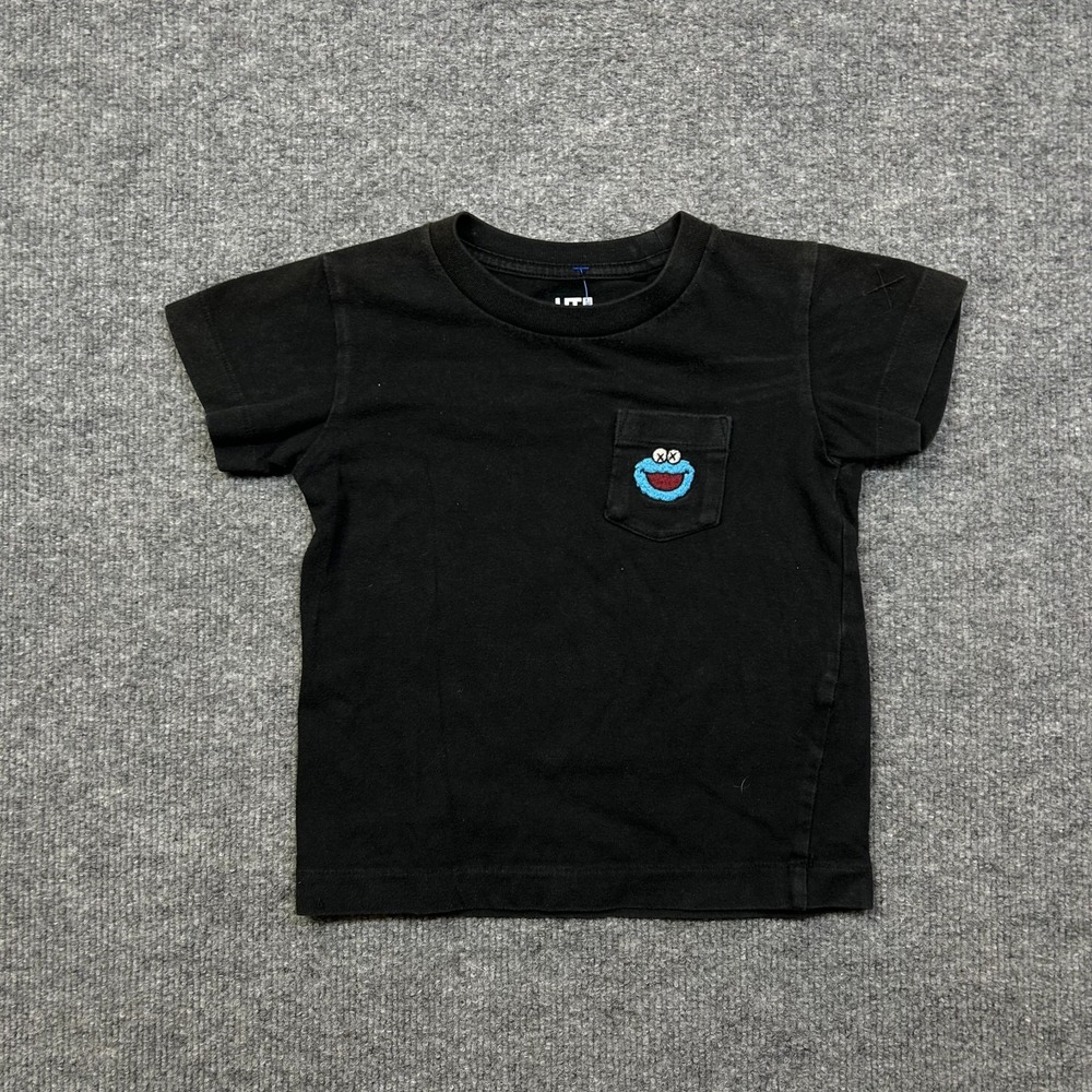 Uniqlo KAWS Sesame Street Cookie Monster Pocket T-Shirt Toddler Embroidered - 3T